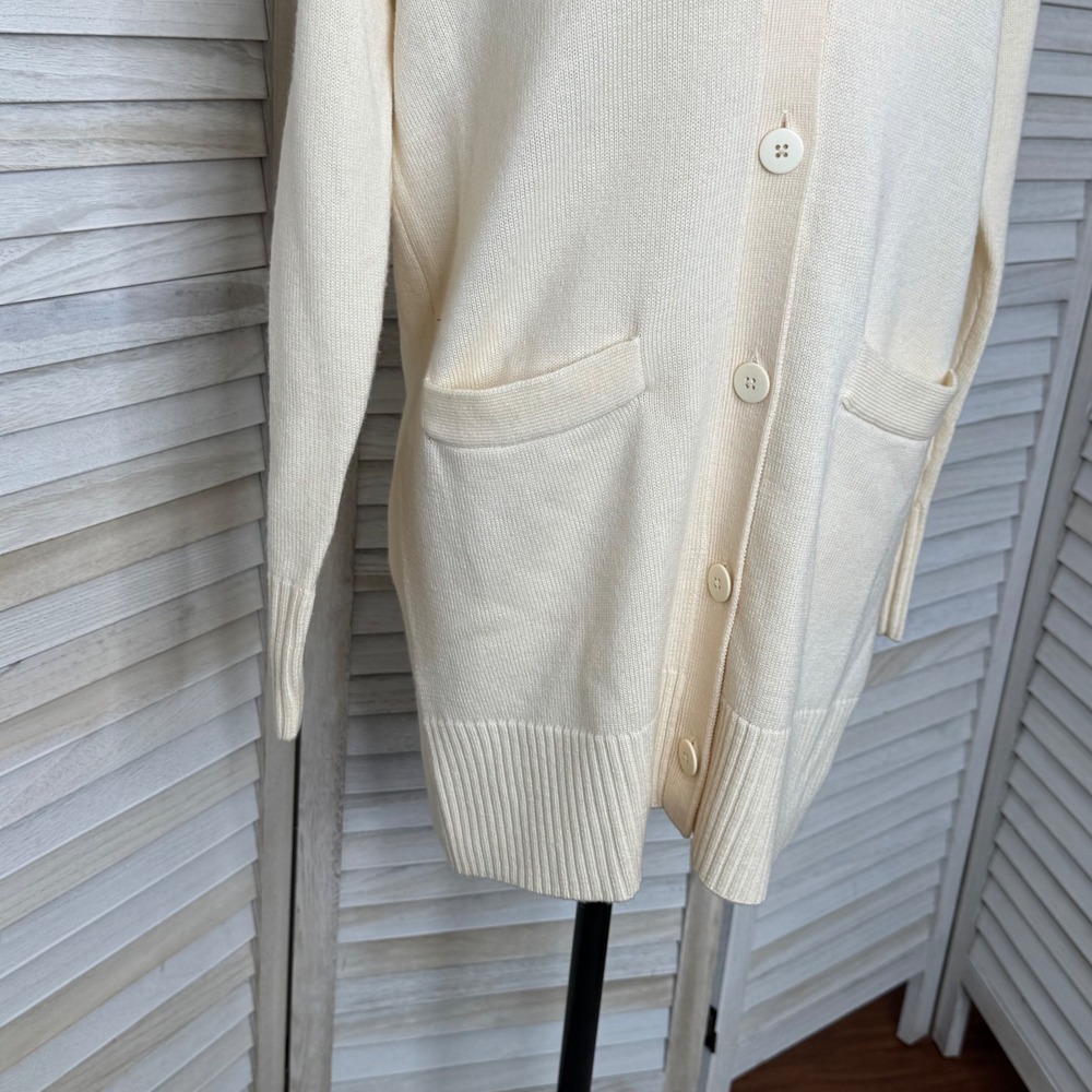 Classiques Entier Cream Sweater Merino‎ Wool V-Neck Long Cardigan XS - Picture 5 of 11